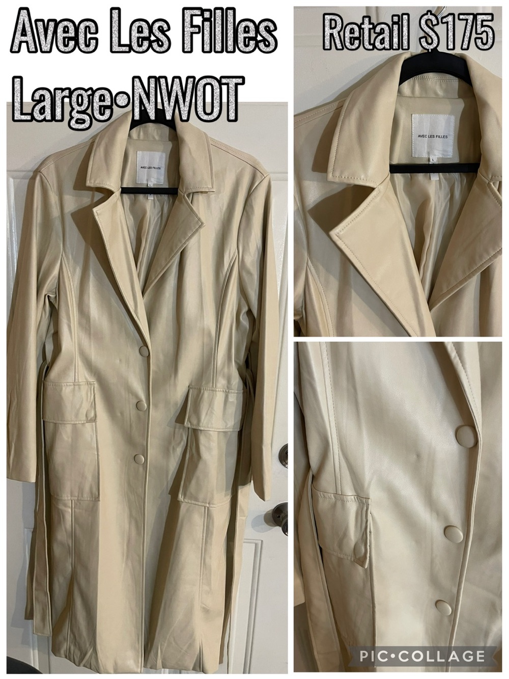 Avec Les Filles Long Beige Trench Coat
